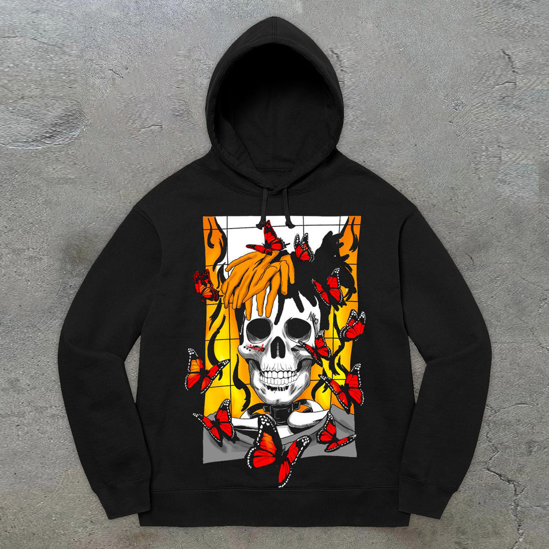 vintage skull print hoodie