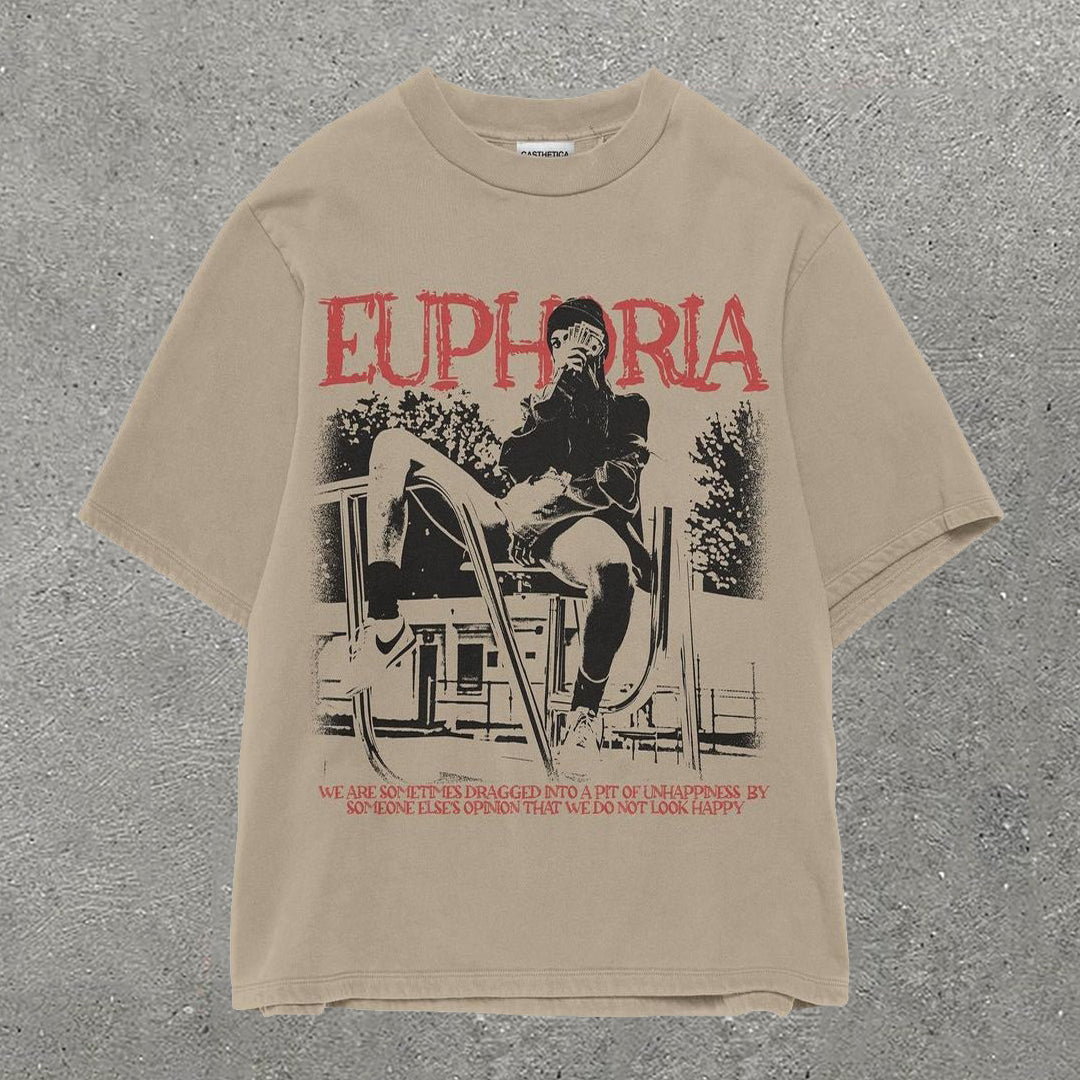 Casual Euphoria Print Short Sleeve T-Shirt