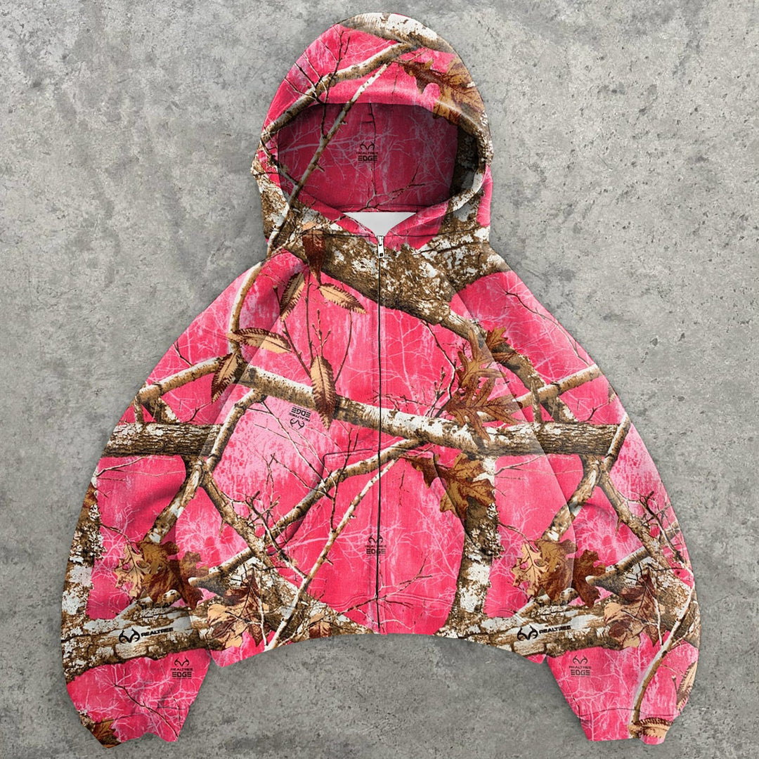 Camouflage Fashion Print Long Sleeve Zipper Hoodies