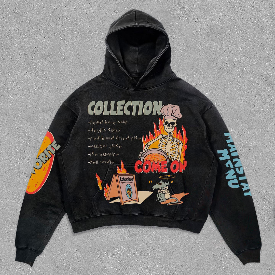 Statement street style print long-sleeved hoodie