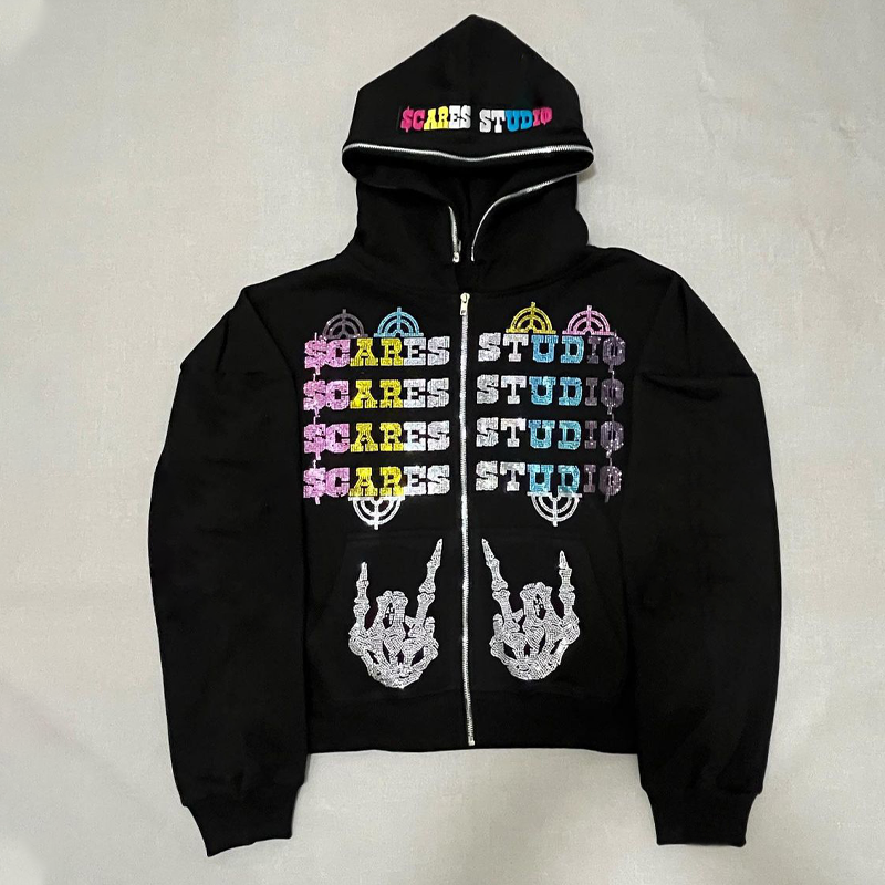 Street Diamond Zip Hoodie Outwear