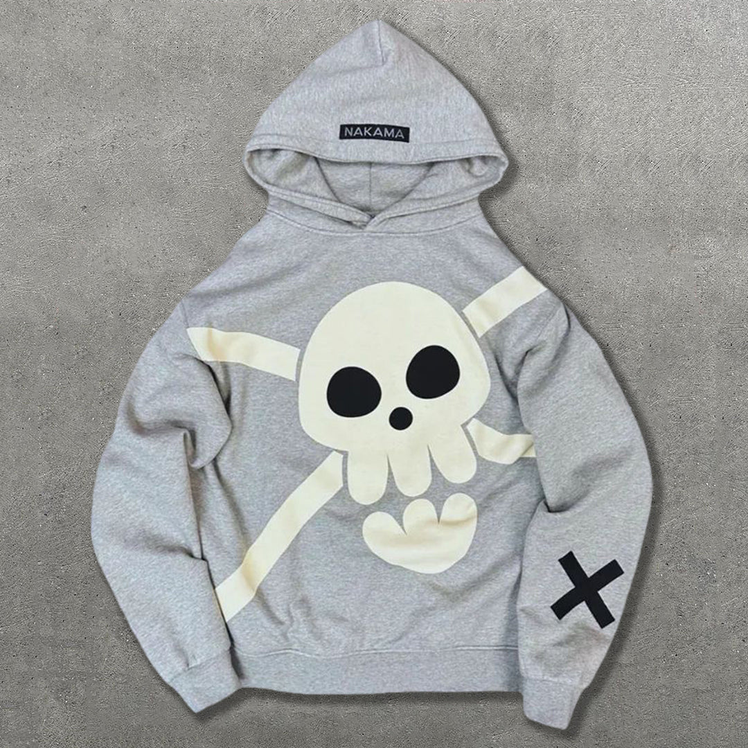 Letter Skull Print Long Sleeve Hoodies