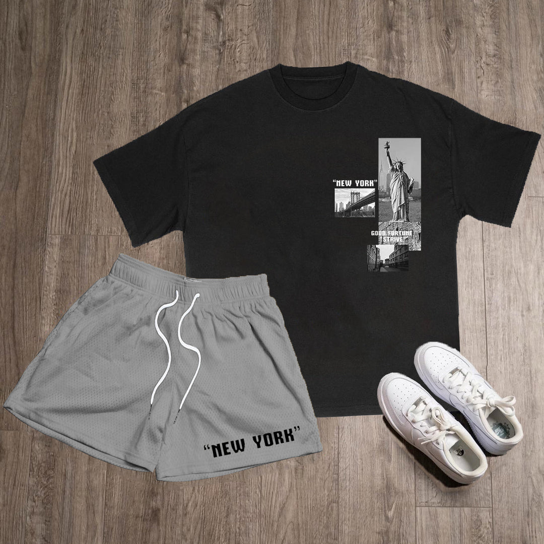 Fashion New York Print Two-Piece Set
