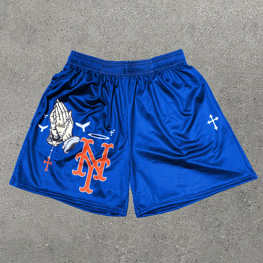 Casual New York Print Mesh Shorts