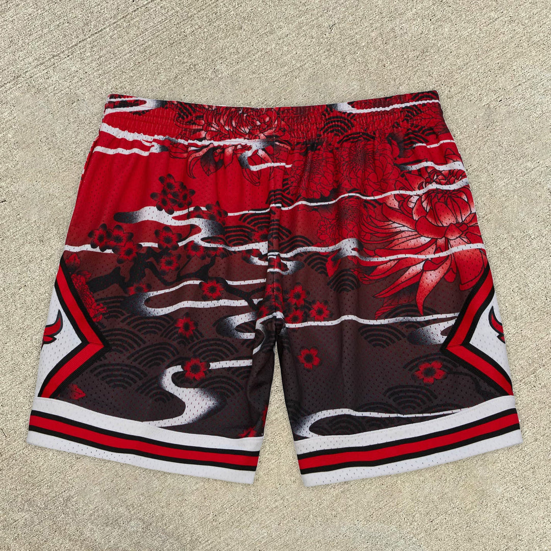 Tide brand retro art print mesh shorts