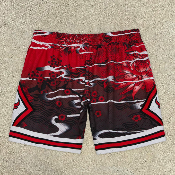 Tide brand retro art print mesh shorts