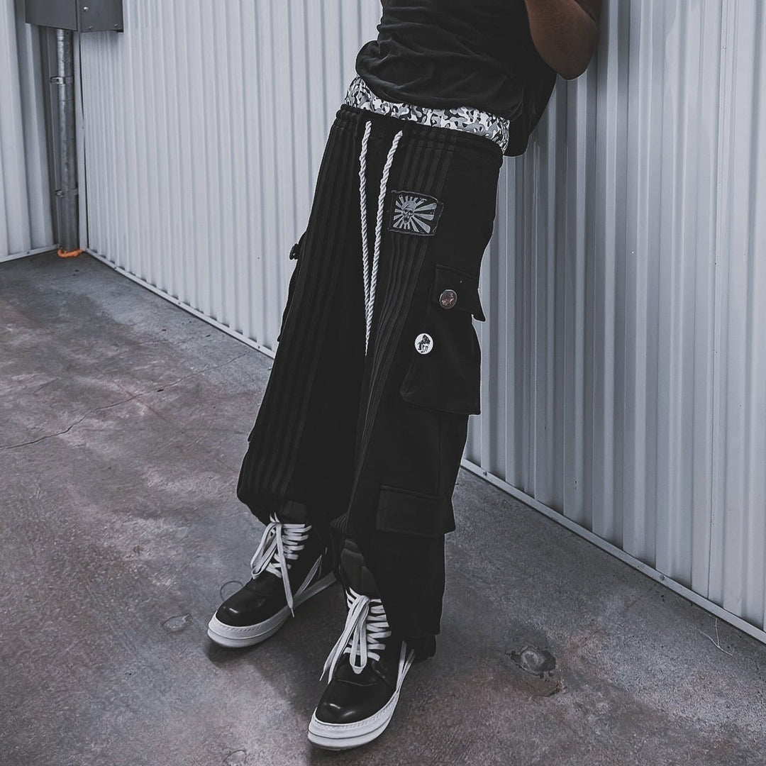 Casual Street Wide-Leg Pocket Double Waistband Sweatpants