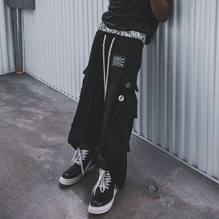 Casual Street Wide-Leg Pocket Double Waistband Sweatpants