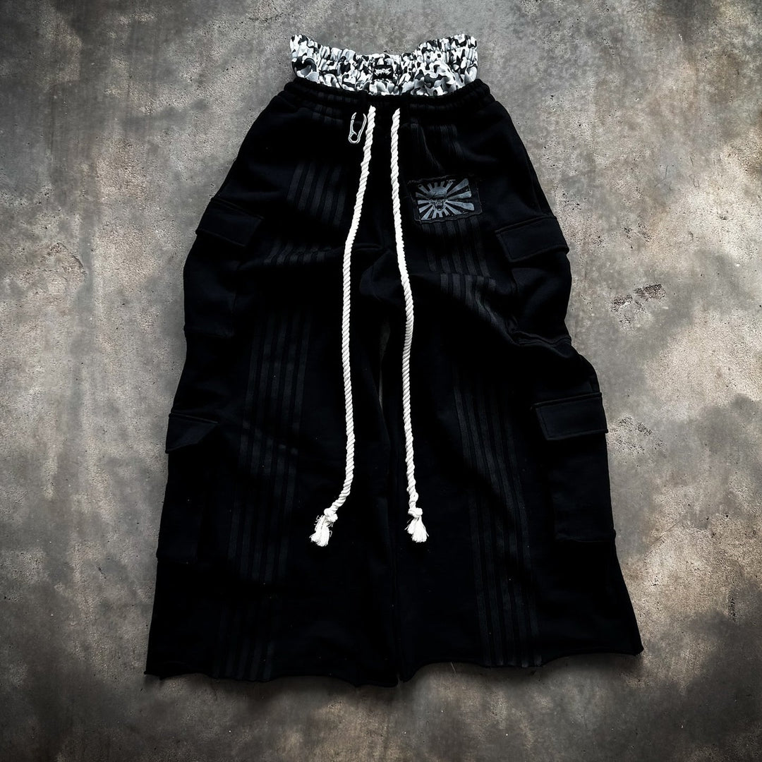 Casual Street Wide-Leg Pocket Double Waistband Sweatpants