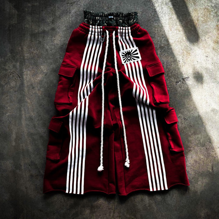 Casual Street Wide-Leg Pocket Double Waistband Sweatpants