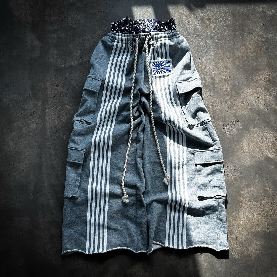 Casual Street Wide-Leg Pocket Double Waistband Sweatpants