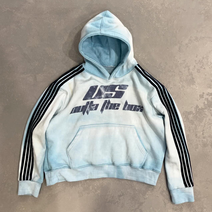 Stripe Letters Print Two Piece Hoodie Set