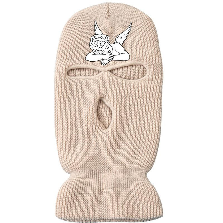 Embroidered angel three-hole winter ski warm knitted hat