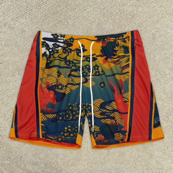 Contrasting art print Sports shorts