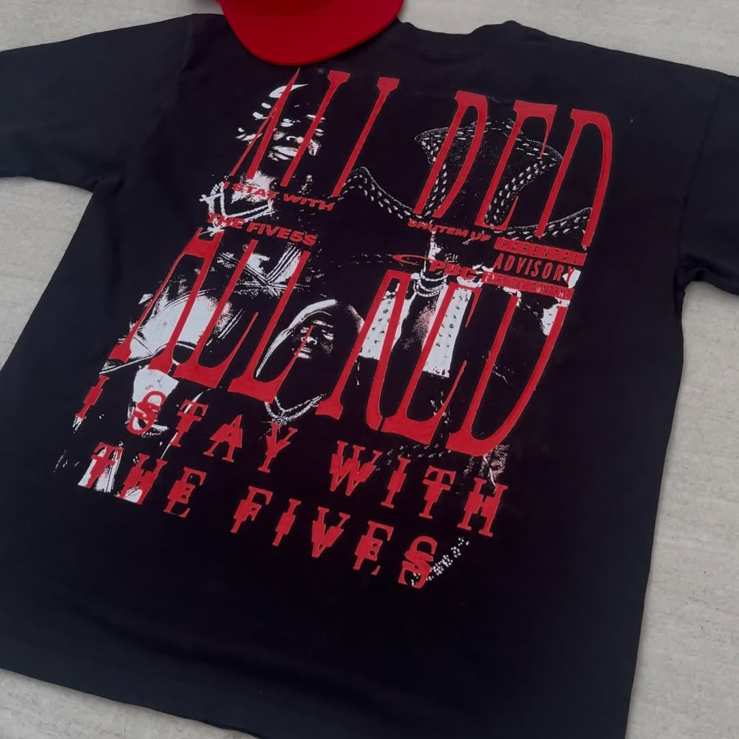All Red I Stay With The Five5s Print Short Sleeve T-Shirt
