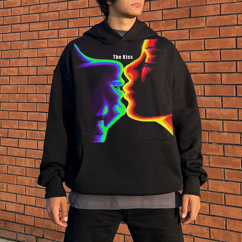 The kiss Graphic Fleece Hoodie Street Trendy