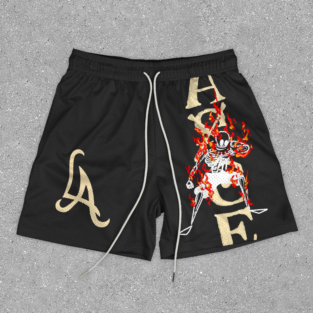 Fashionable casual skull print letter sports shorts