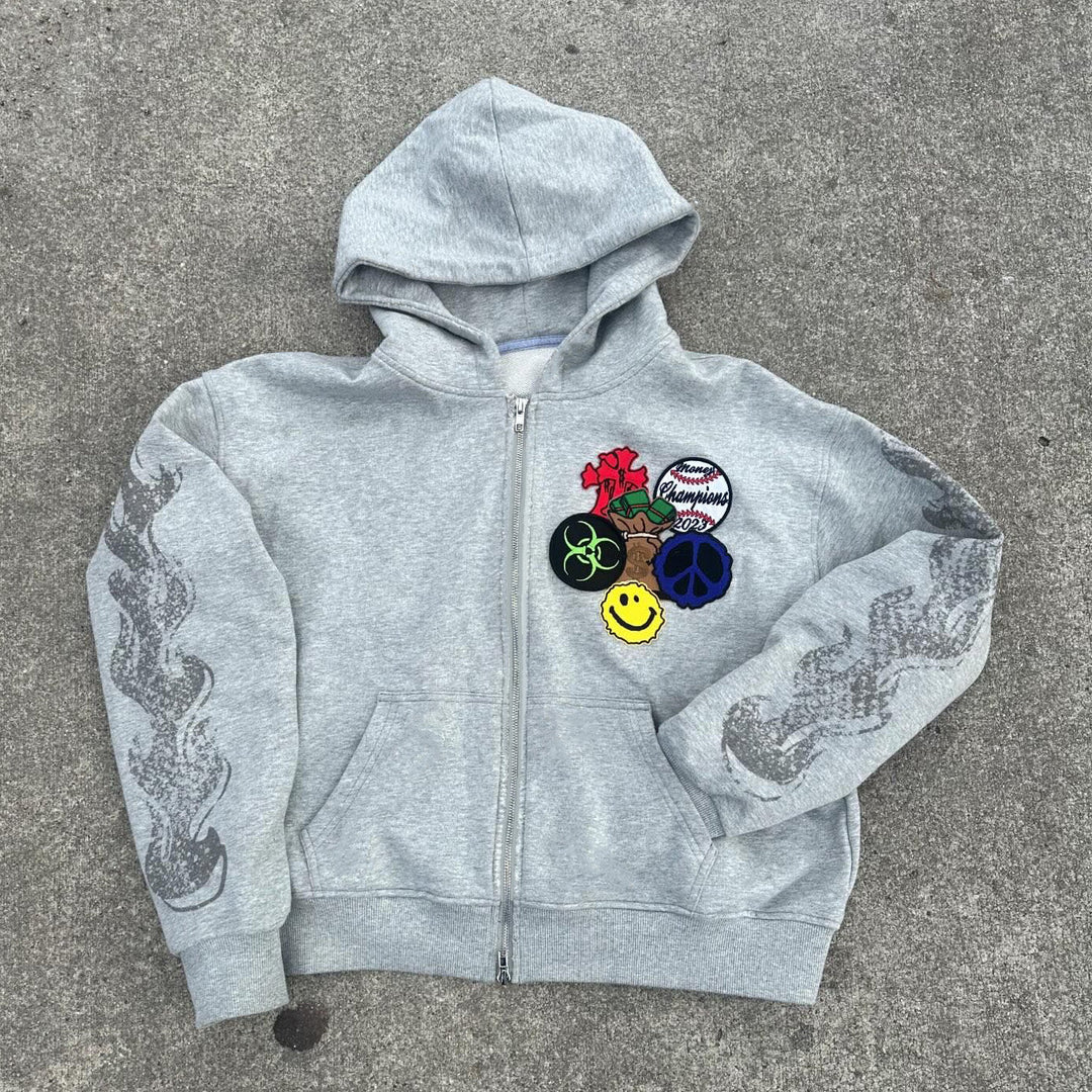 Expression Mix Print Two Piece Hoodie Set