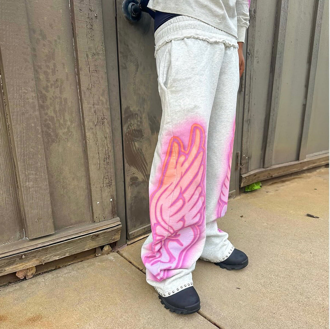 Angel casual street wide-leg heavyweight sweatpants