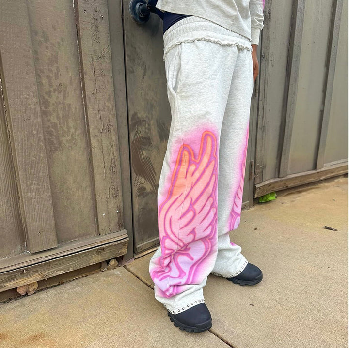 Angel casual street wide-leg heavyweight sweatpants