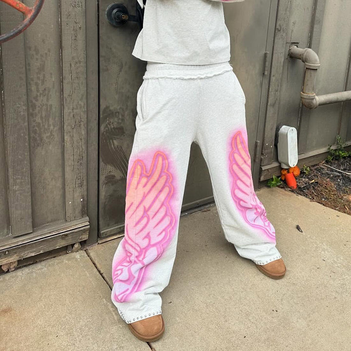 Angel casual street wide-leg heavyweight sweatpants