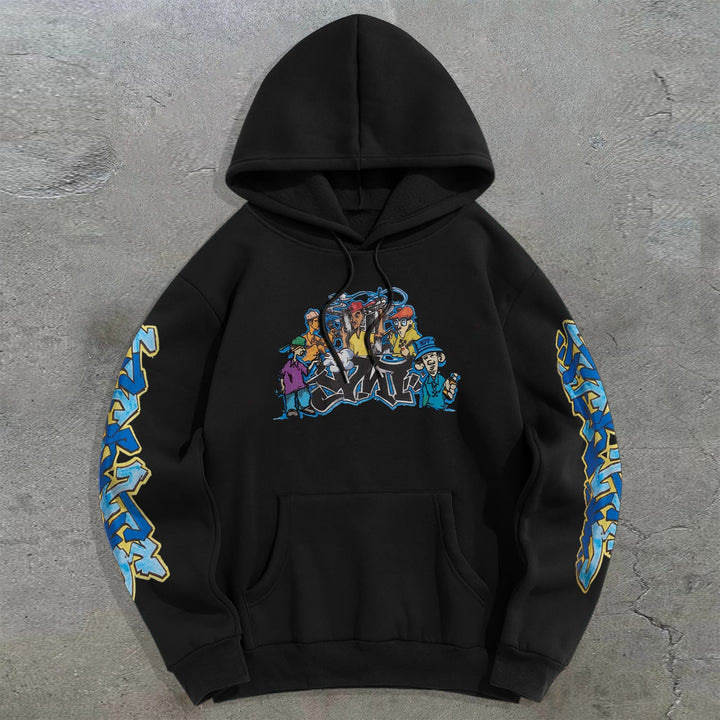 Retro Hip Hop Trendy Brand Print Hoodie