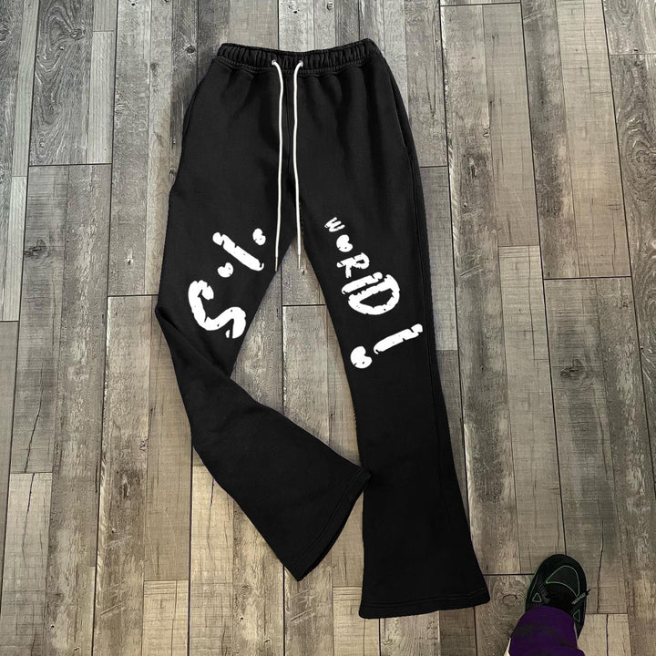 Trendy Personalized Letter Print Flared Pants