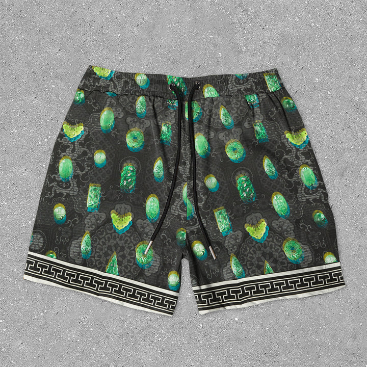 Trendy retro print trendy shorts