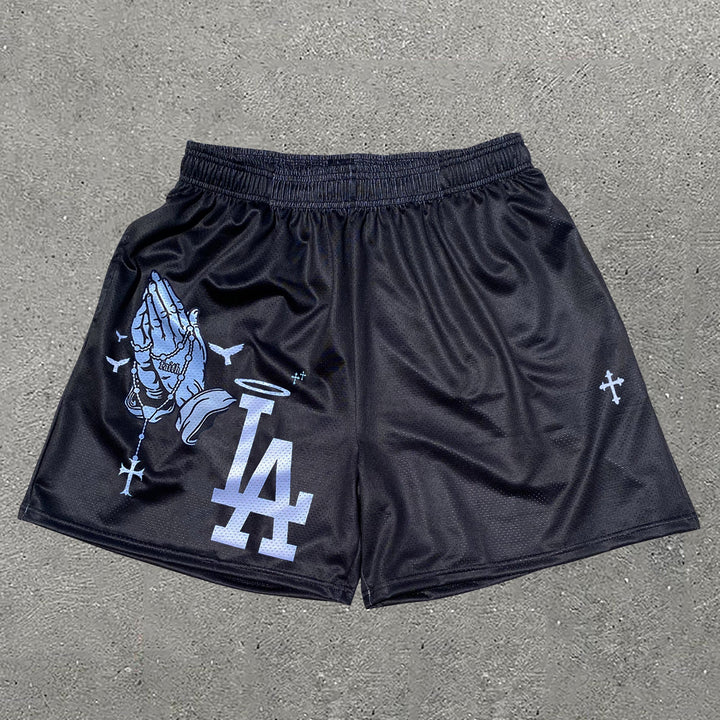Casual Los Angeles Print Mesh Shorts