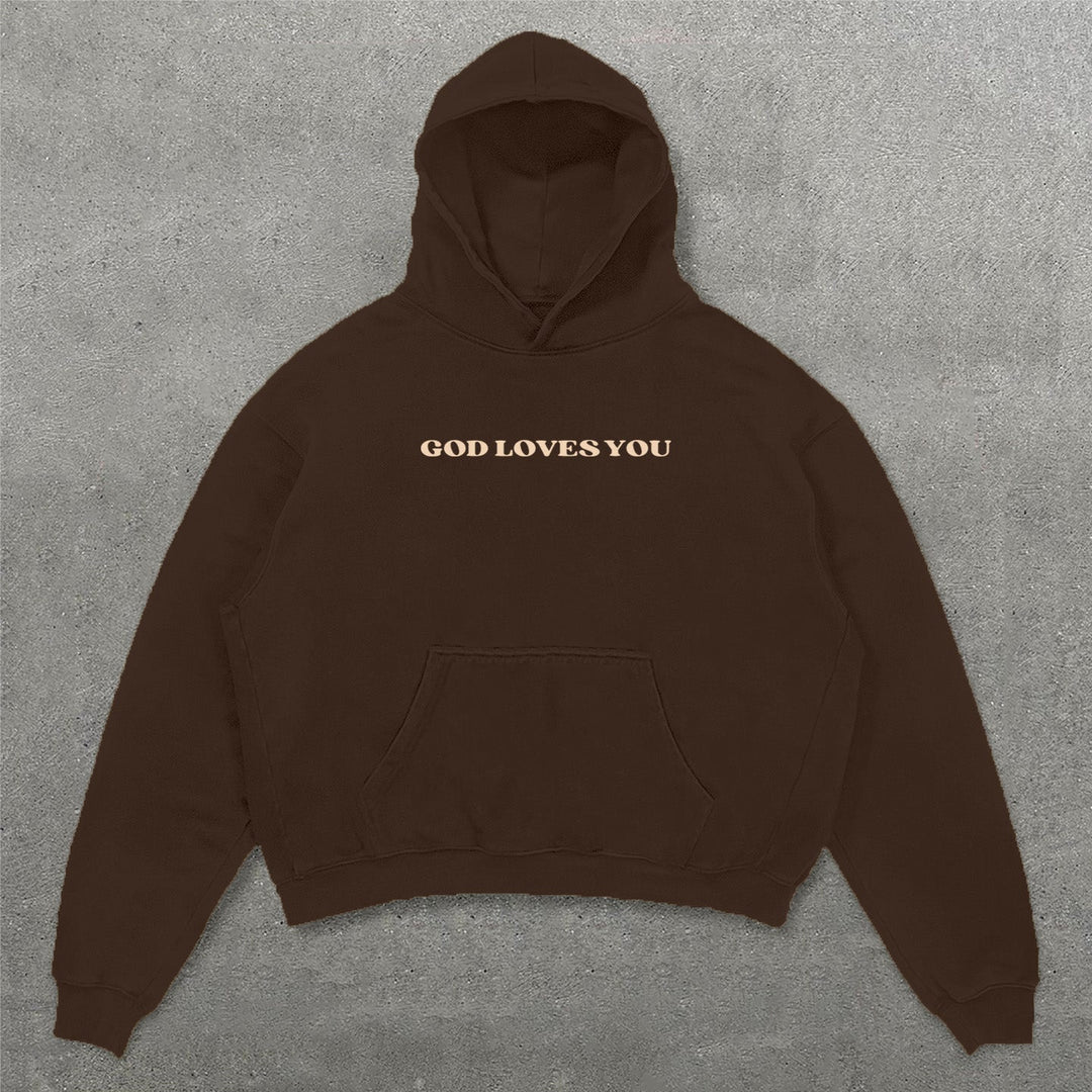 God Loves You Print Long Sleeve Hoodies