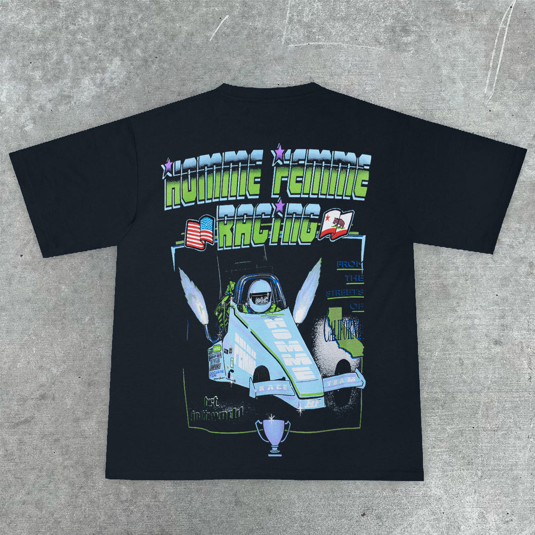 Trendy retro street print short-sleeved T-shirt