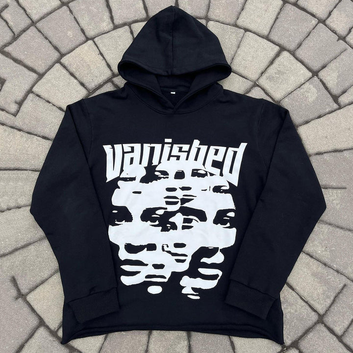 Vanished Faces Print Long Sleeve Hoodies