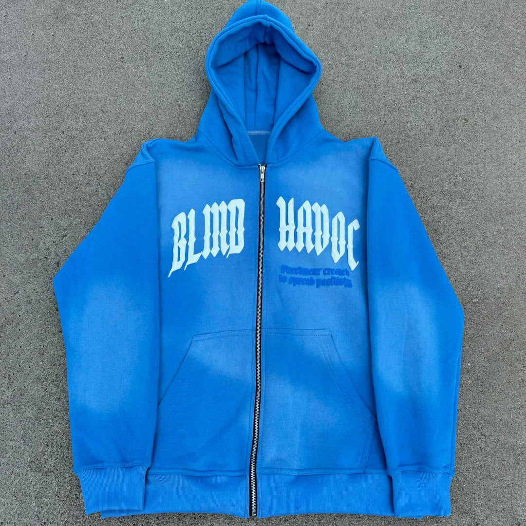 The World Is What You Make It Print Long Sleeve Zipper Hoodies