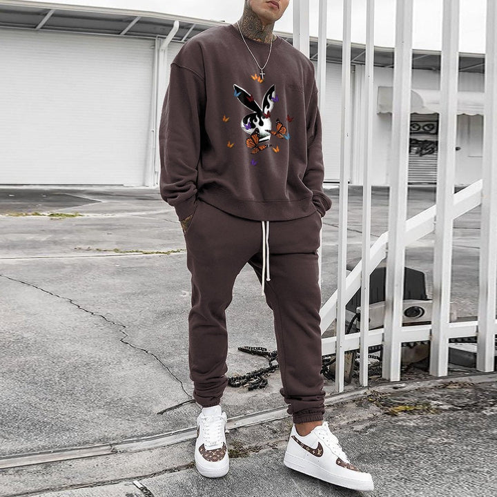 Casual personality pattern fashion sweatshirt and trousers multicolor suit