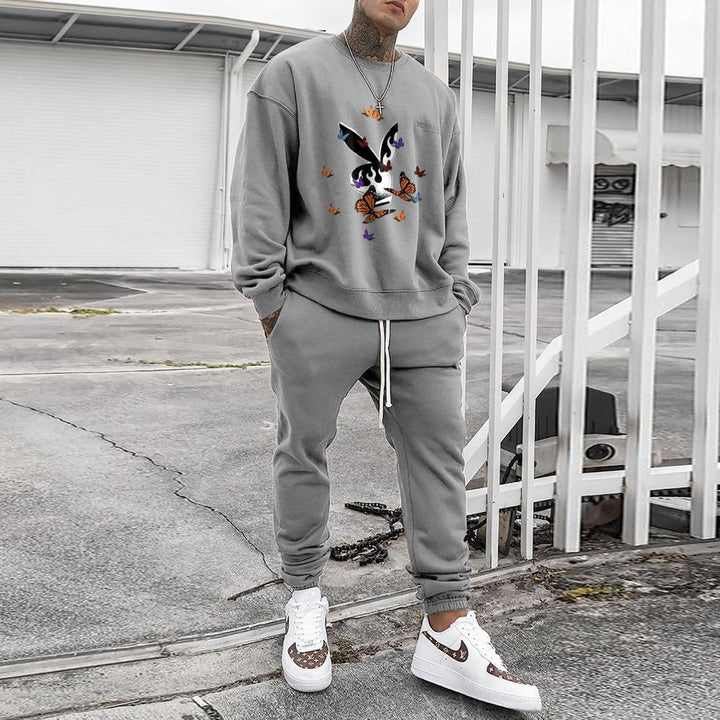 Casual personality pattern fashion sweatshirt and trousers multicolor suit