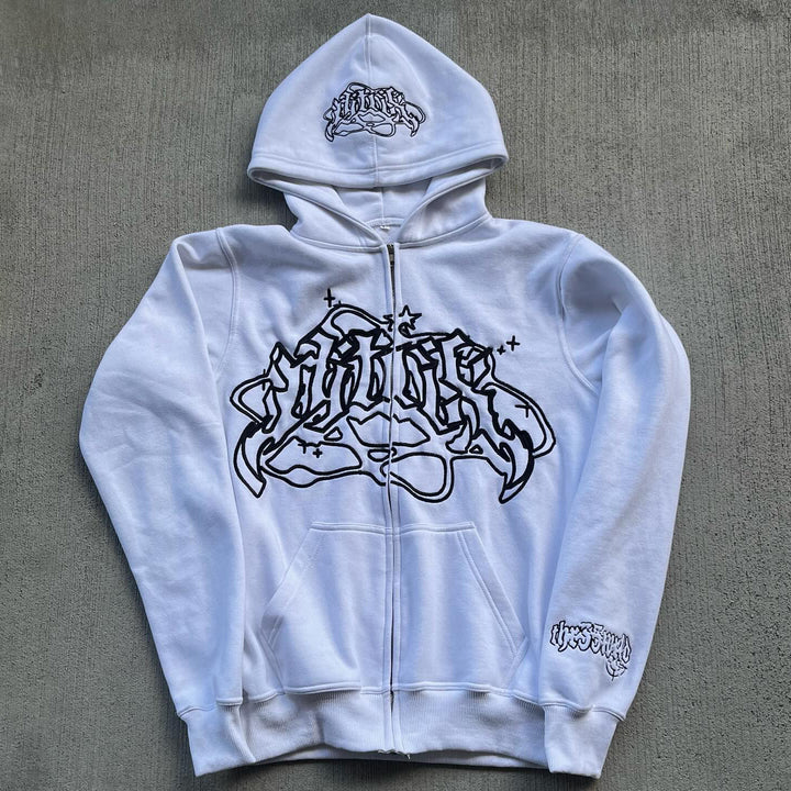 Stellar Print Long Sleeve Zipper Hoodies