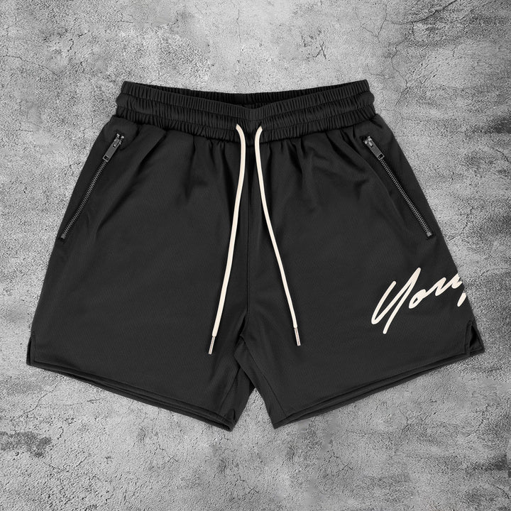 Casual retro street sports zipper temperament shorts