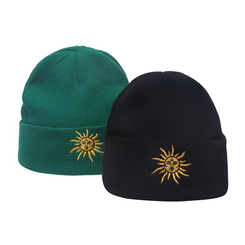 Outdoor hip-hop sun embroidered knitted wool hat
