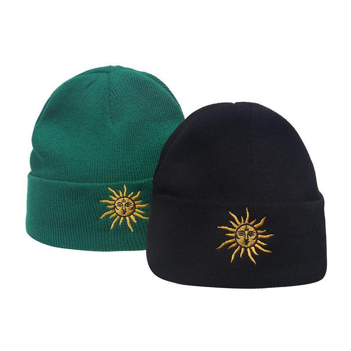 Outdoor hip-hop sun embroidered knitted wool hat