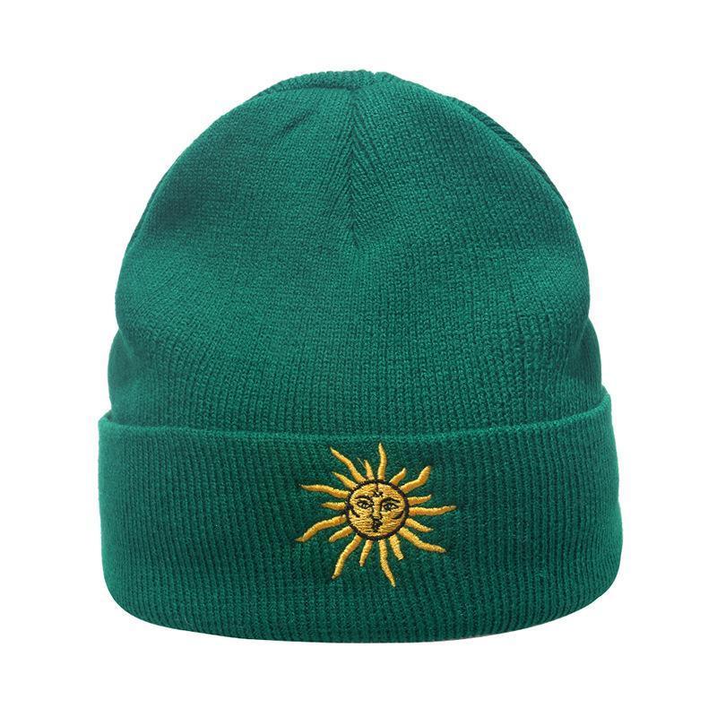 Outdoor hip-hop sun embroidered knitted wool hat