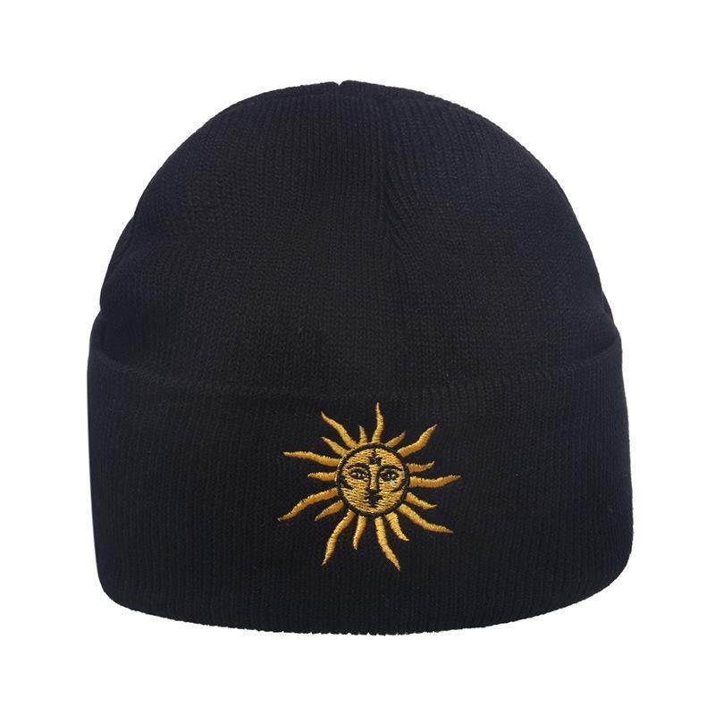 Outdoor hip-hop sun embroidered knitted wool hat
