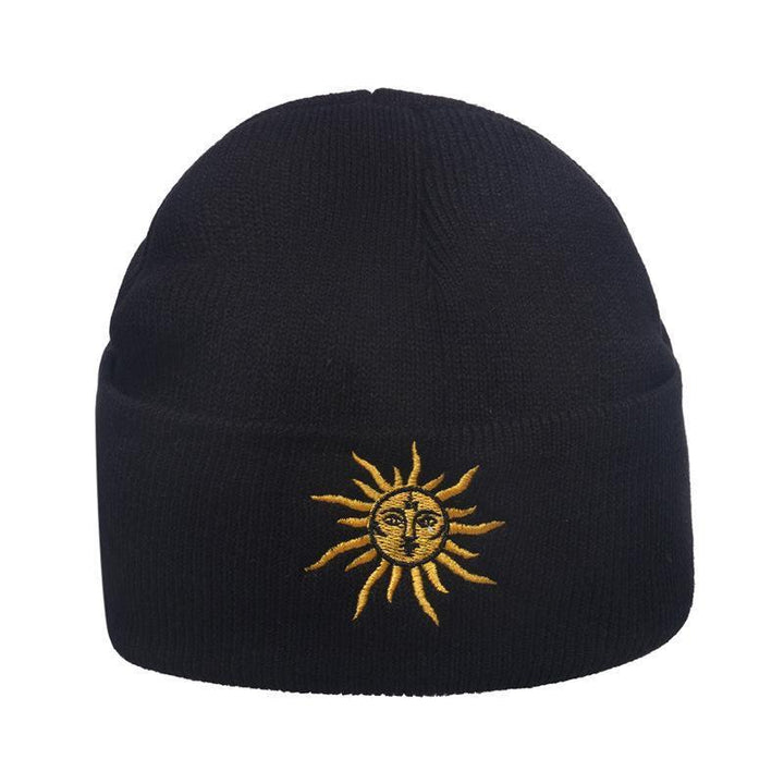 Outdoor hip-hop sun embroidered knitted wool hat