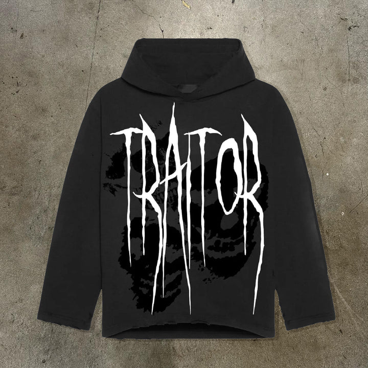 Traitor Print Long Sleeve Hoodies