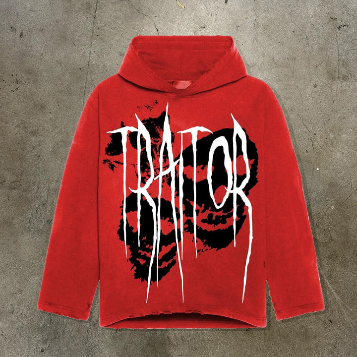 Traitor Print Long Sleeve Hoodies