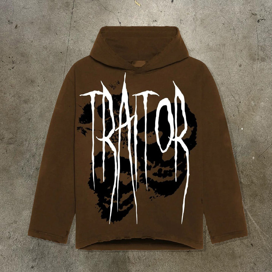 Traitor Print Long Sleeve Hoodies