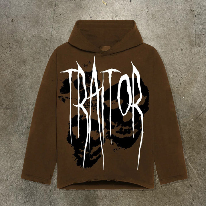 Traitor Print Long Sleeve Hoodies