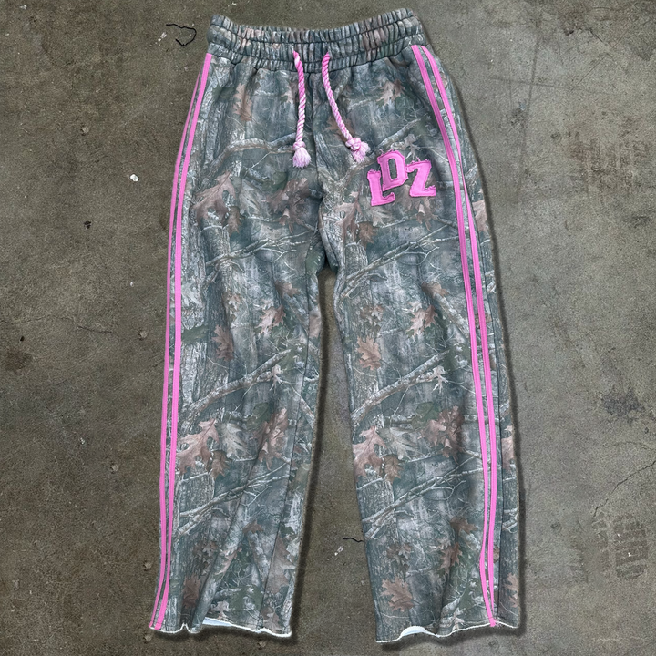 Tree Camouflage Contrast Webbing Casual Pants