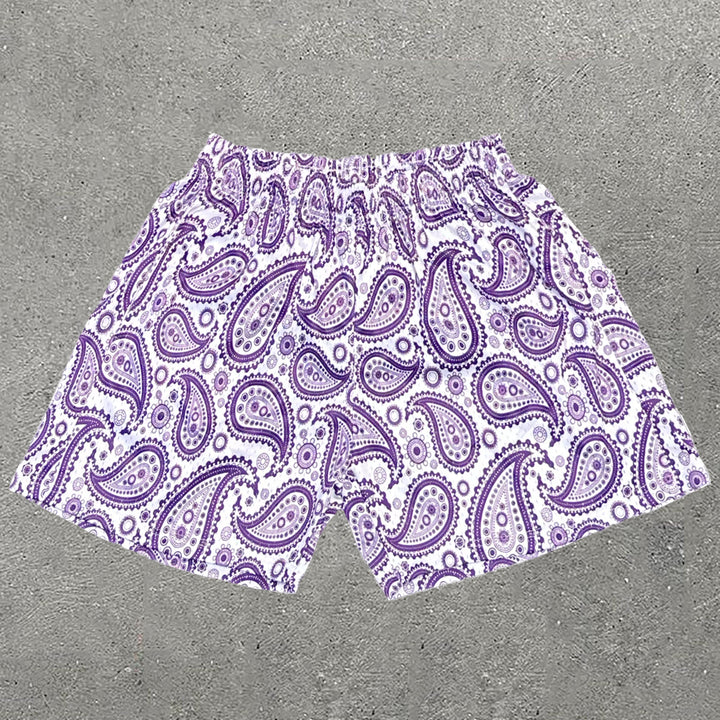 Casual Paisley Print Mesh Shorts