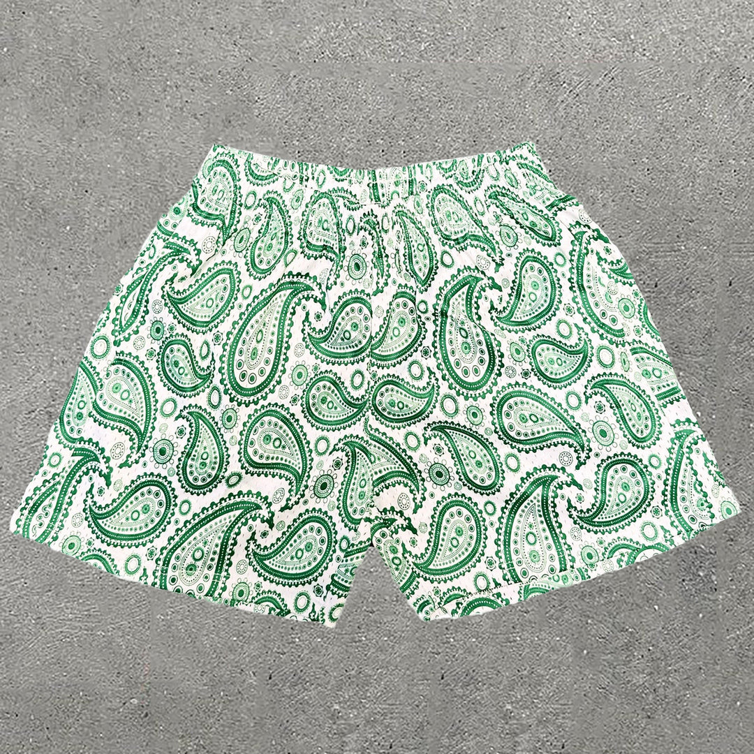 Casual Paisley Print Mesh Shorts