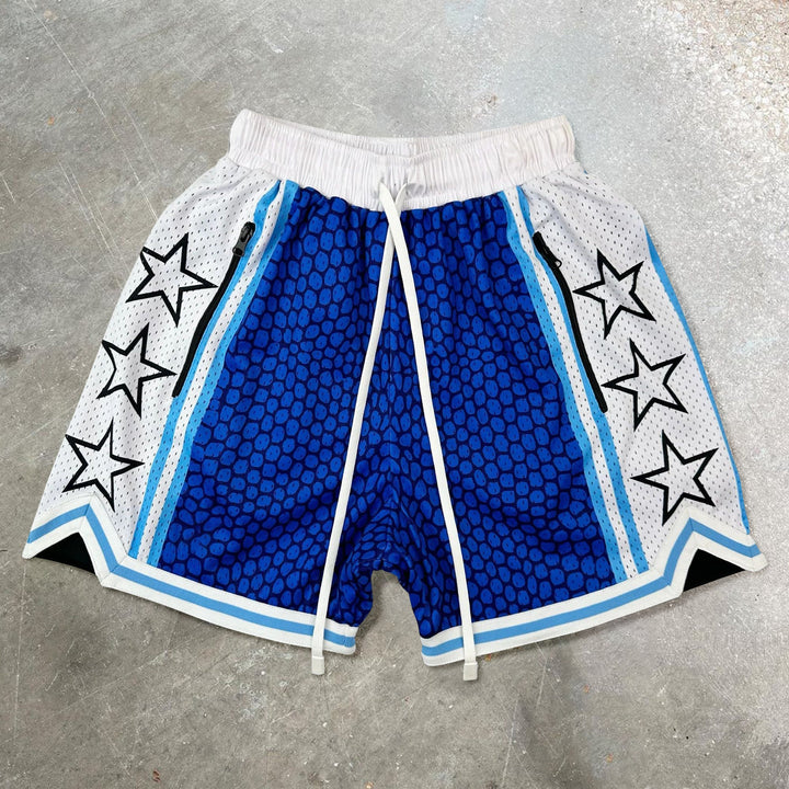 Sports Team Print Mesh Zip Shorts